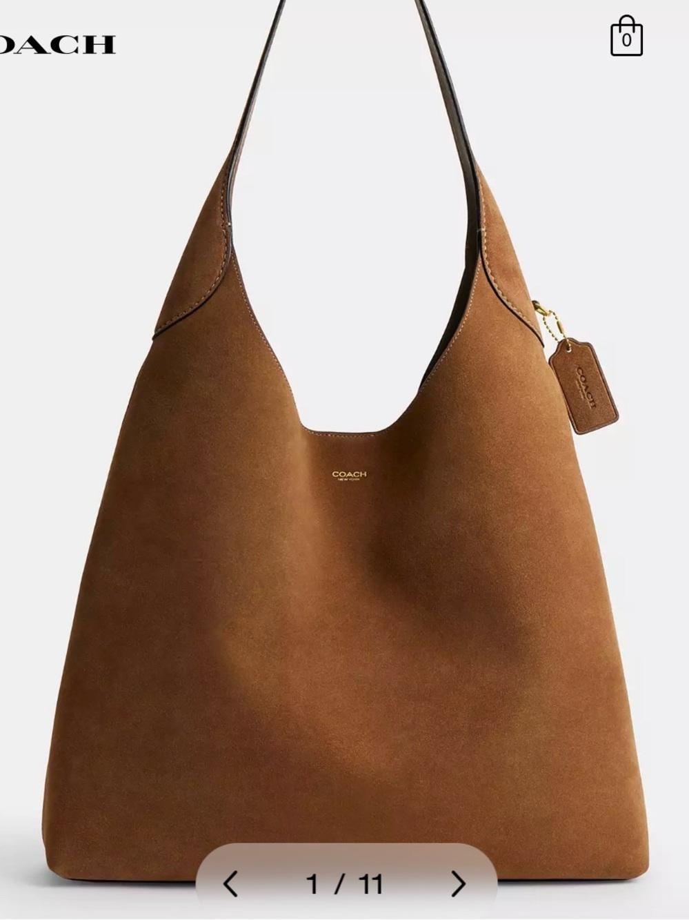 Coach Brooklyn Suede Shoulder Bag 39 in Cedar/Brass